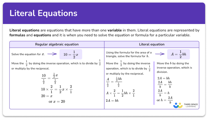 Literal equations